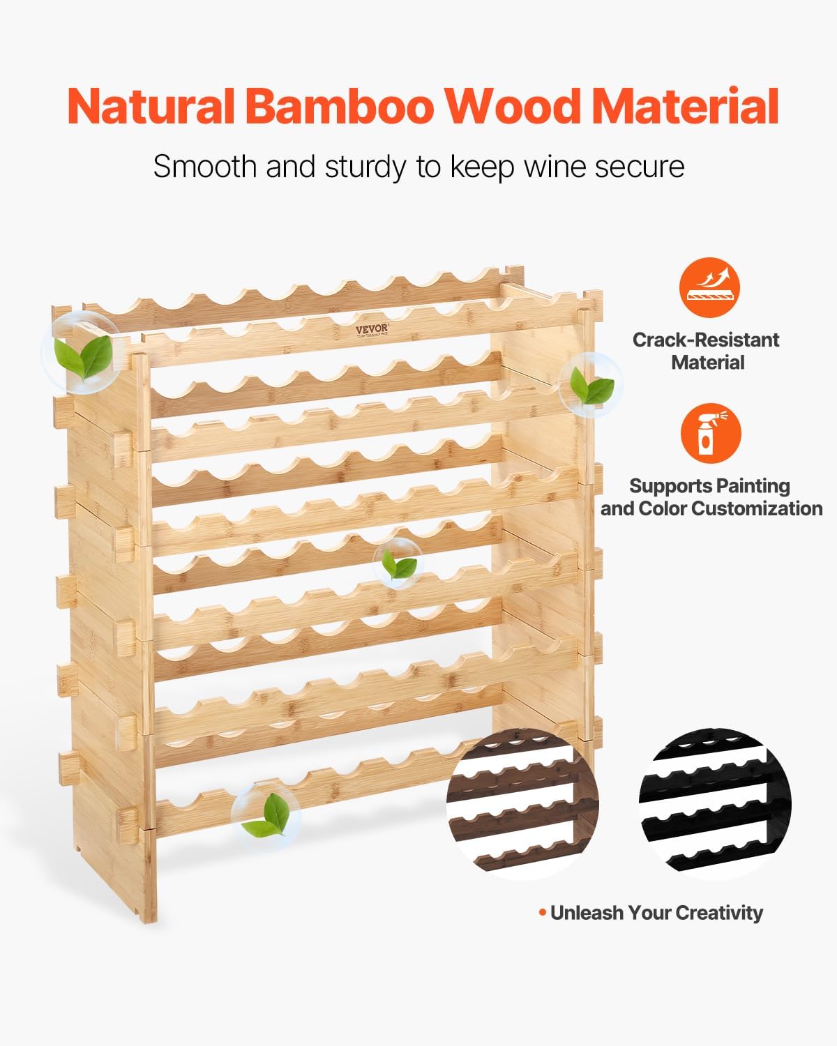 VEVOR 6-Tier Bamboo Wine Rack for 48 Bottles
