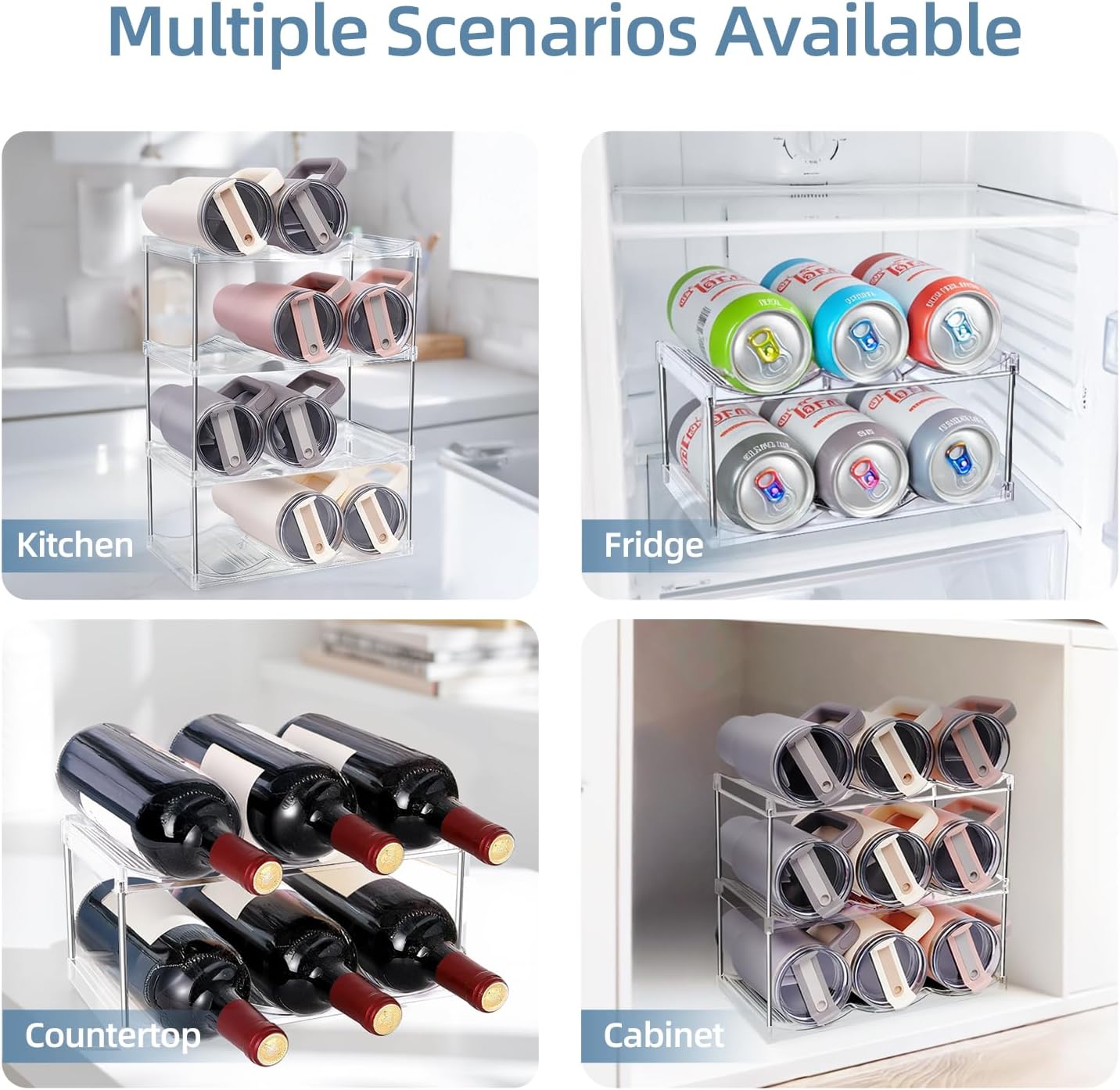 4-Tier Stackable Water Bottle Organizer for Large Cups