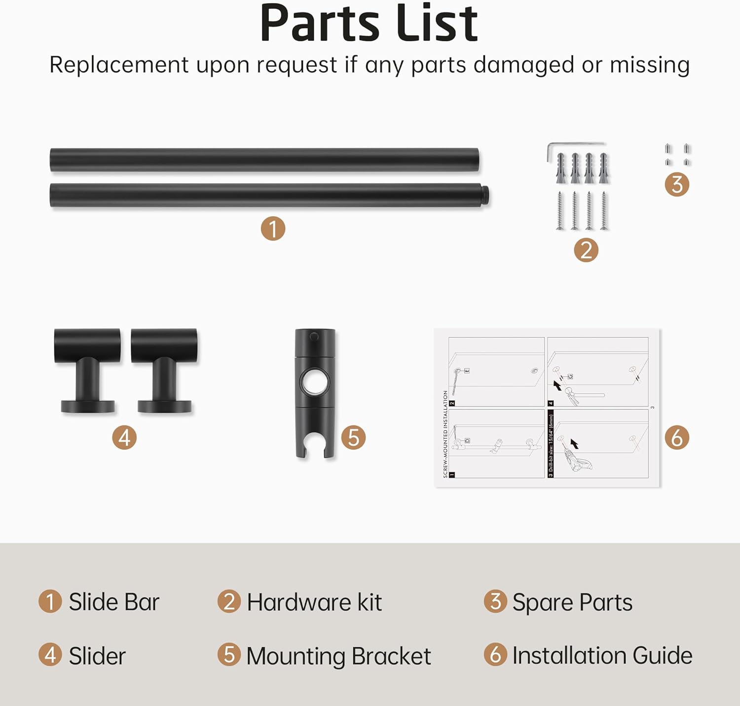 KES 30-Inch Matte Black Shower Slide Bar with Adjustable Holder