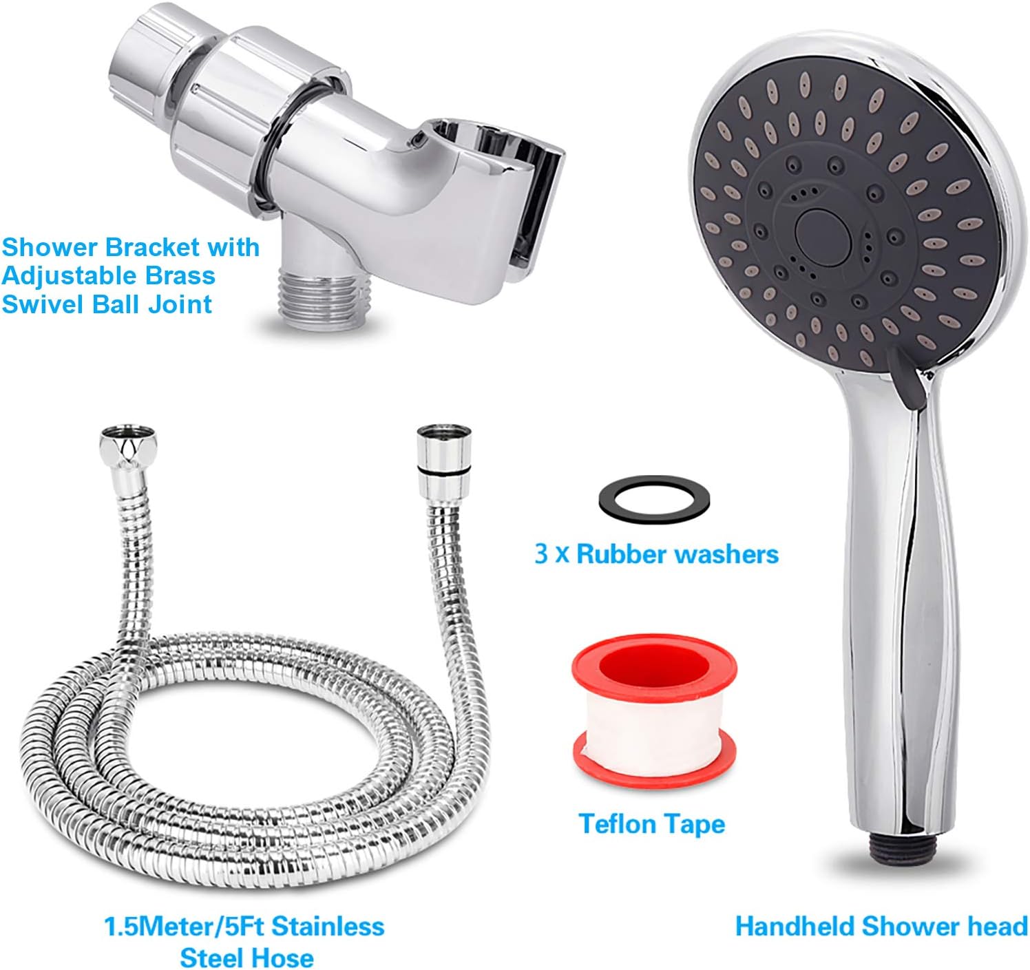 BRIOUT 5-Setting Handheld Shower Head with High Pressure and Adjustable Mount 1