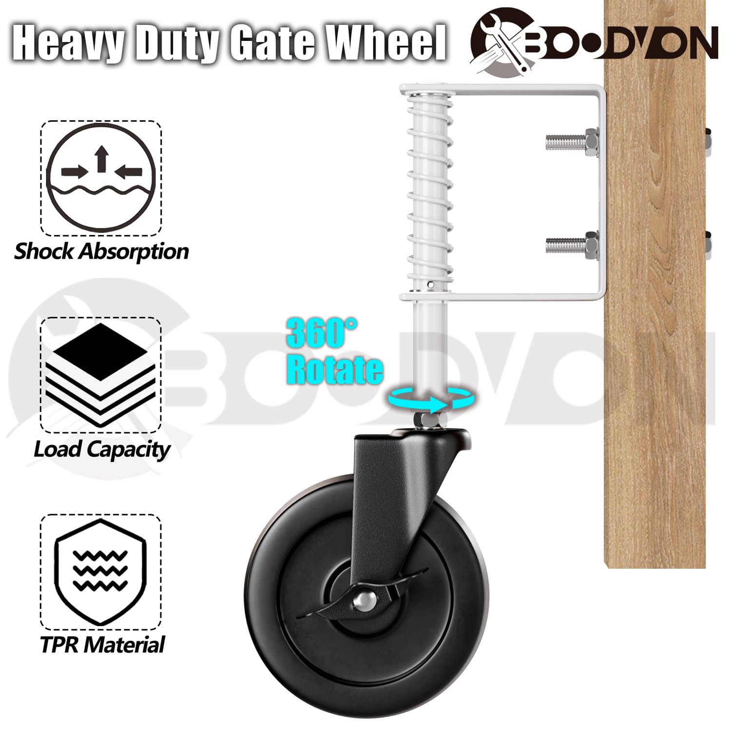 BOODVON 5 Inch Heavy Duty Gate Caster with Side Brake