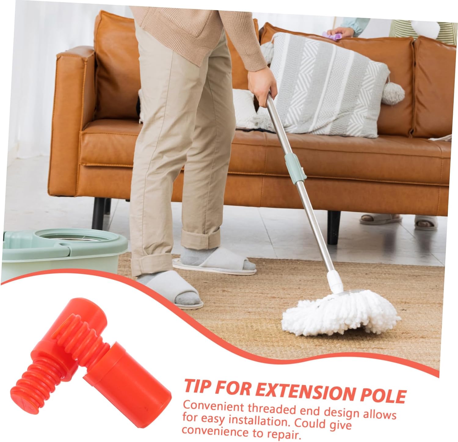 2PCS Threaded Tip Adapter for Broom and Mop Handles