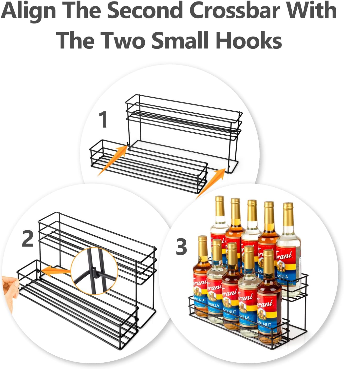 10 Bottle Coffee Syrup Organizer 2 Tier Stand for Kitchen Bar