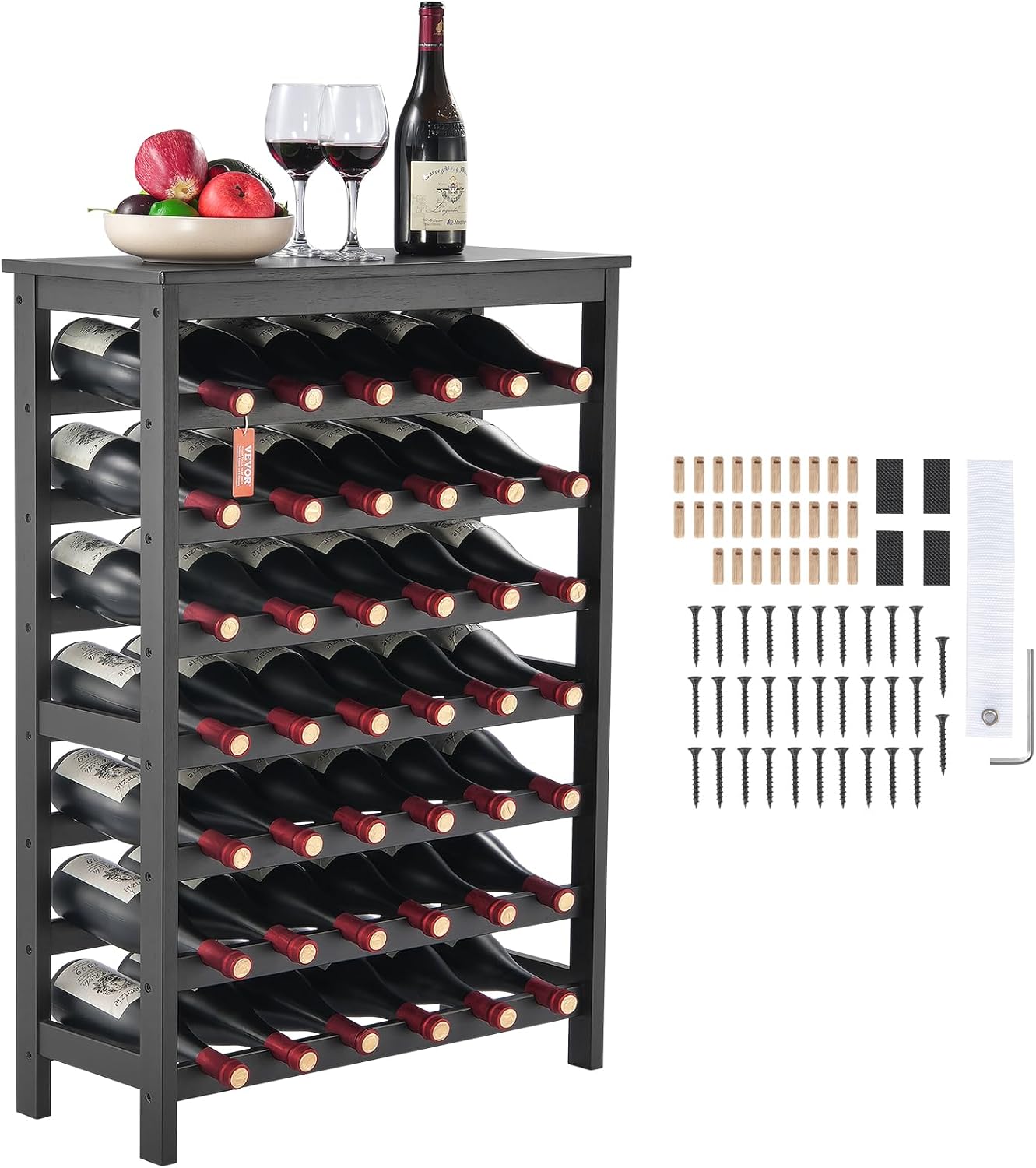 VEVOR 42-Bottle Bamboo Wine Rack 7-Tier Freestanding 1