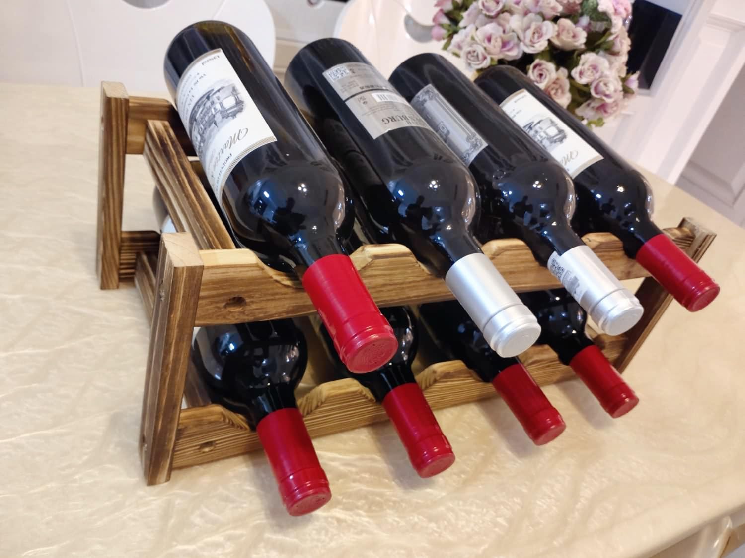 8-Bottle Wine Rack - Modern Two-Tier Design