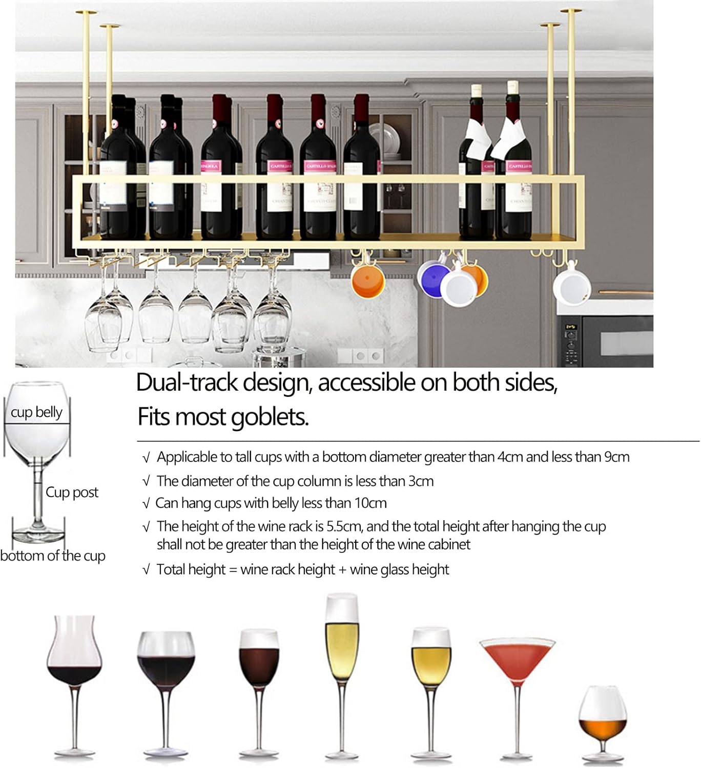 Suuim Metal Ceiling Wine Rack Holder