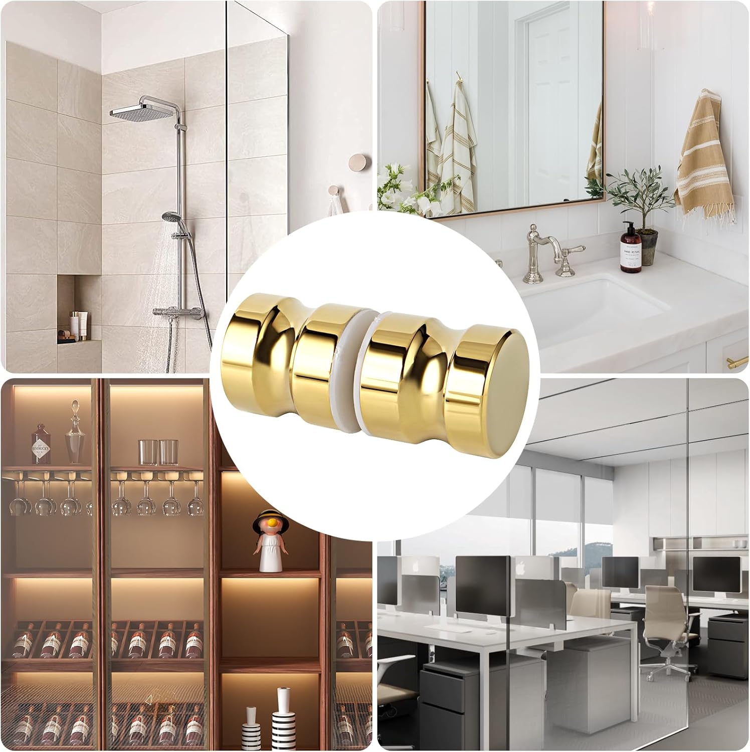 Alise Shower Glass Door Handle with Gold Finish