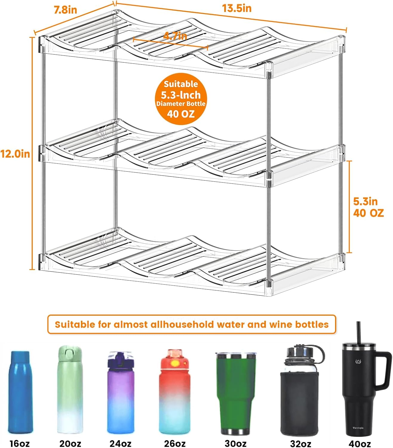 SuoXing Stackable Water Bottle Organizer 3 Pack