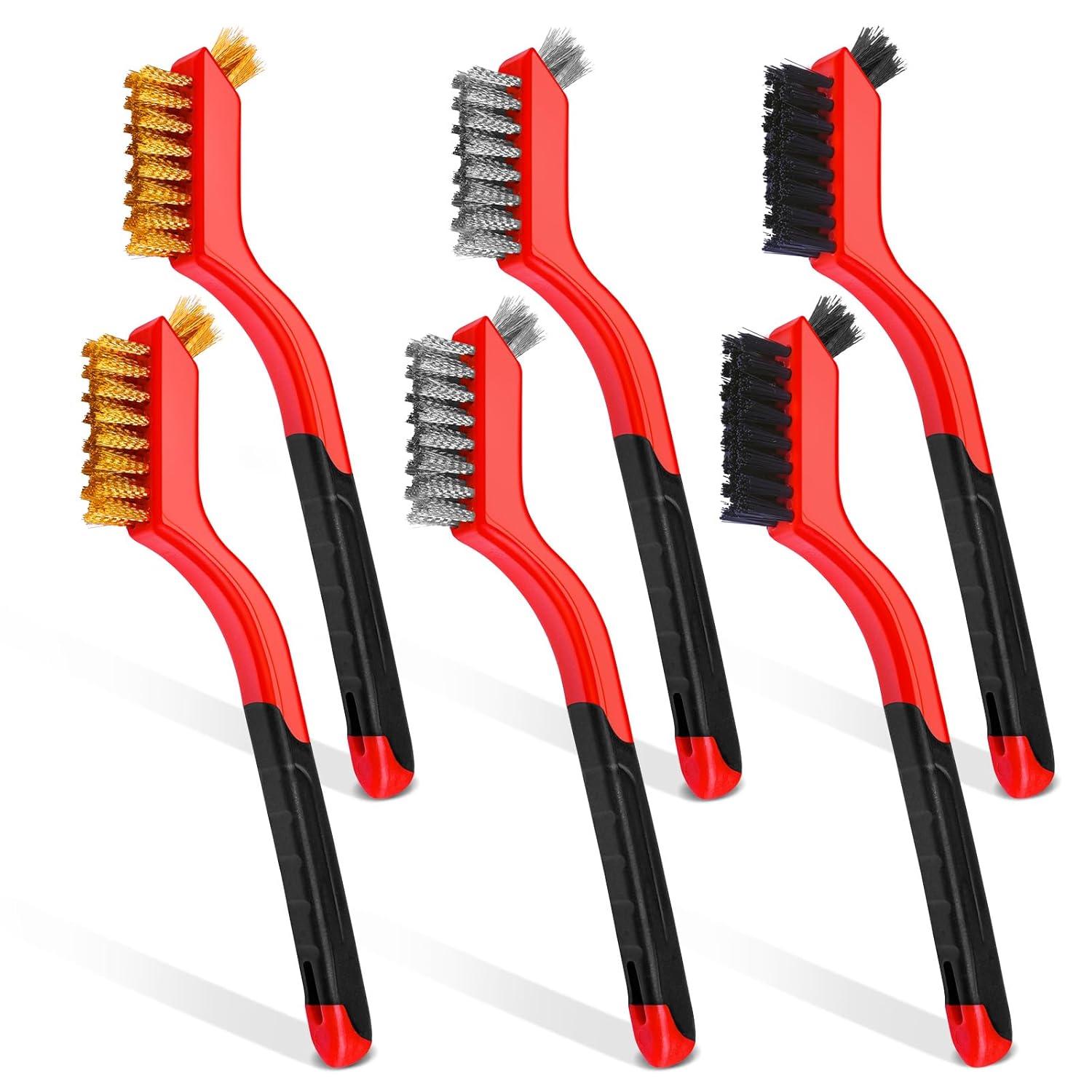 TOSEERY 6 Pcs Wire Brush Set for Cleaning and Rust Removal