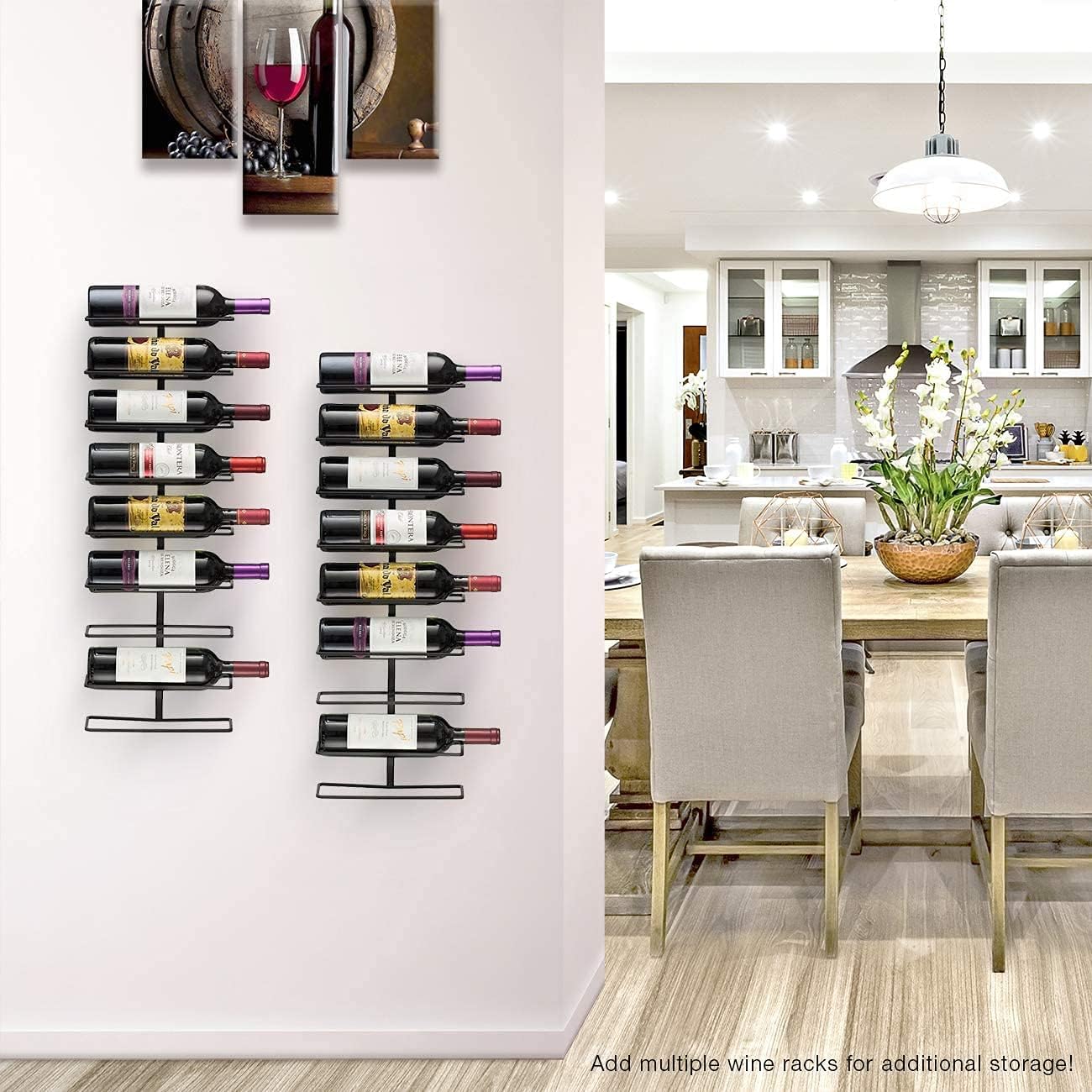 Sorbus Wall Mount Wine Rack - 18 Level Black Metal Holder