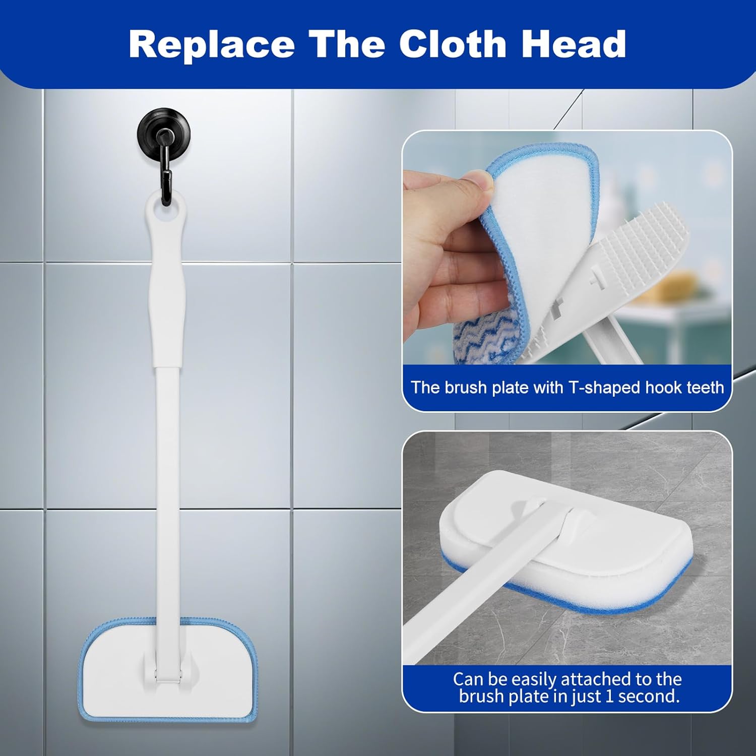 MOSEN 4-in-1 Shower Scrub Brush with 4 Heads