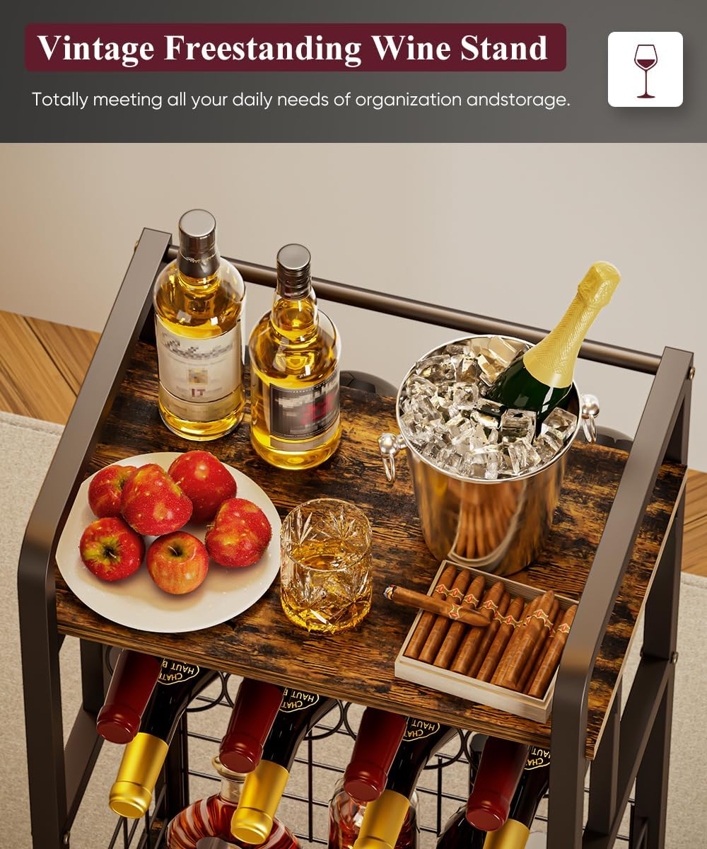 3-Tier Freestanding Wine Rack with Metal Frame Black