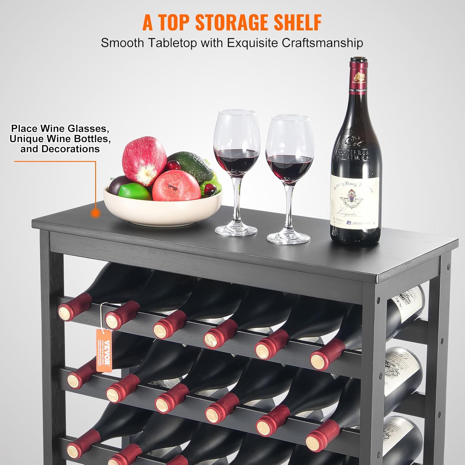 VEVOR 42-Bottle Bamboo Wine Rack 7-Tier Freestanding 1