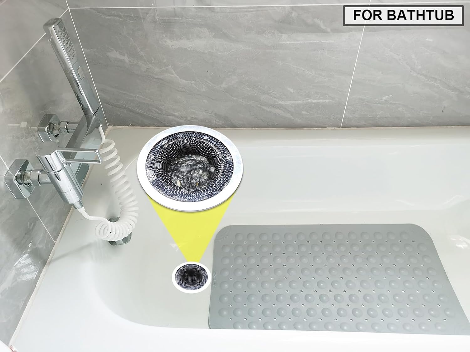 2PCS Tub Drain Hair Catcher - 275 Inch Stainless Steel Strainer