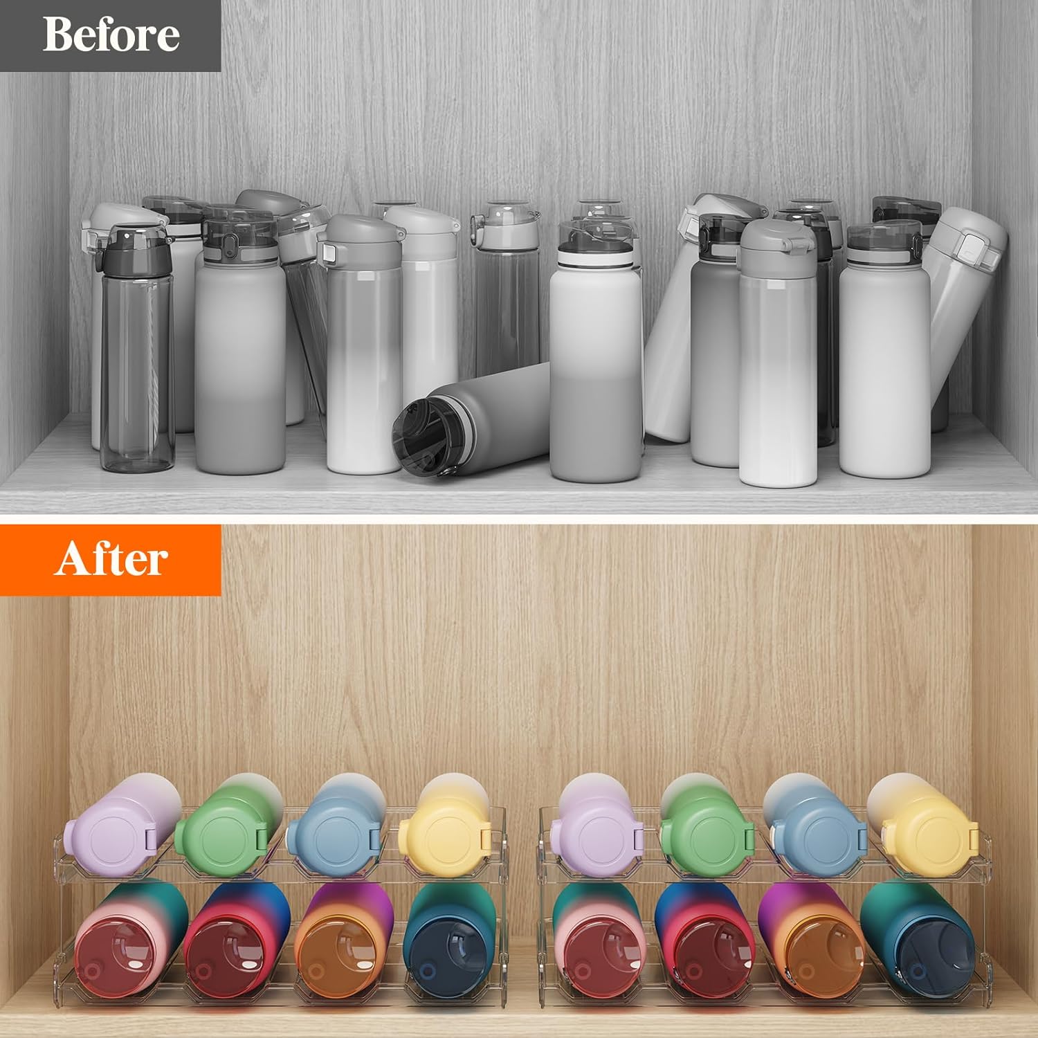 Lifewit Stackable Water Bottle Organizer 3Pack 1