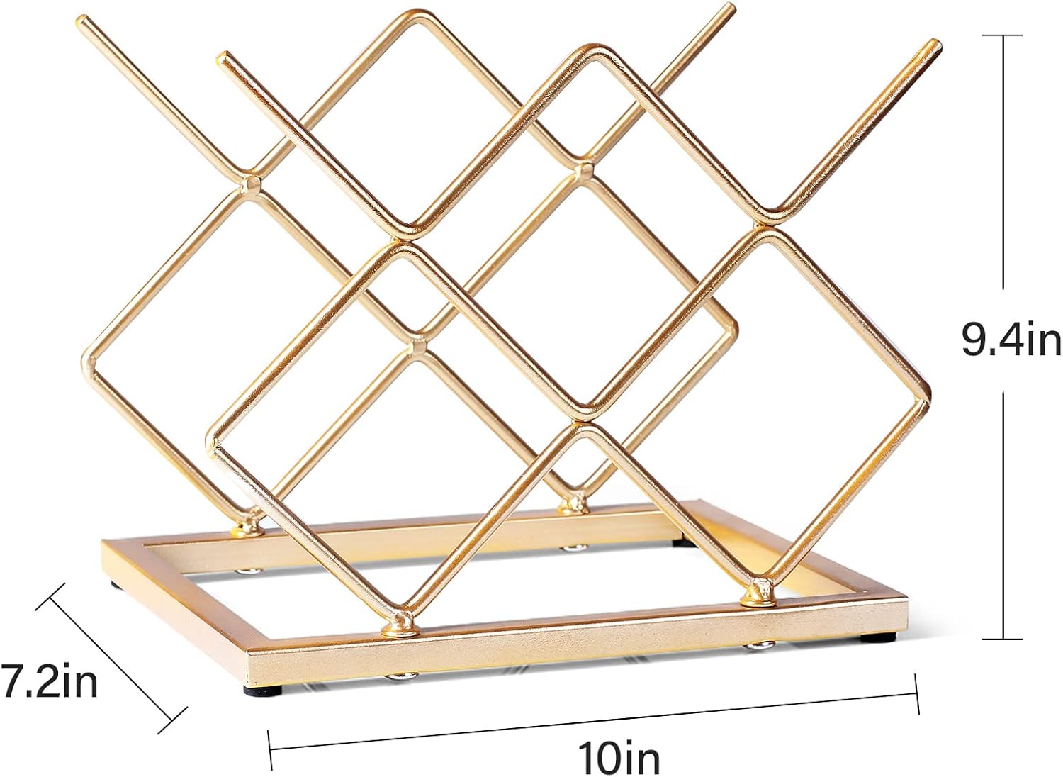 Drincarier 5 Bottle Countertop Wine Rack - Modern Gold Metal Storage Stand