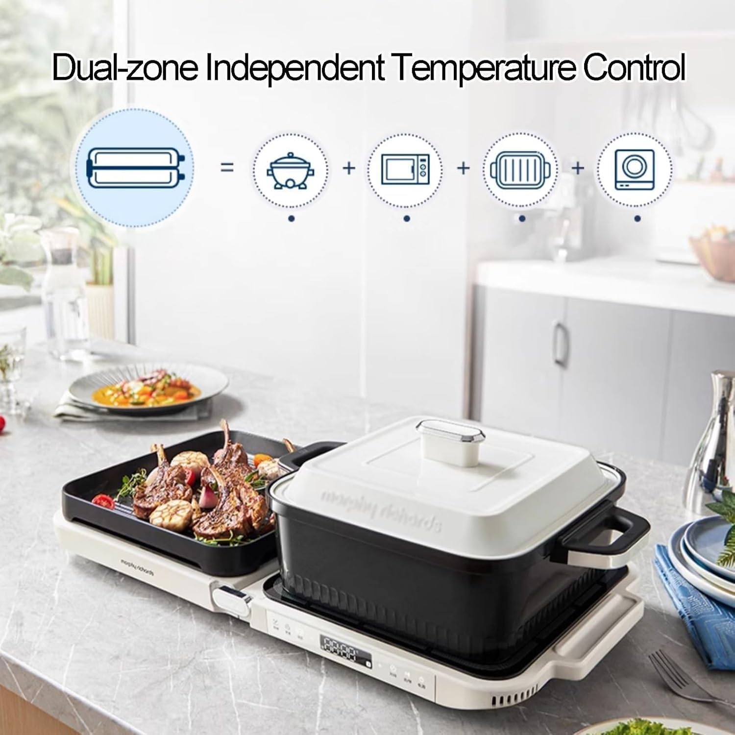 Electric Indoor Grill Hot Pot with Dual Temperature Control