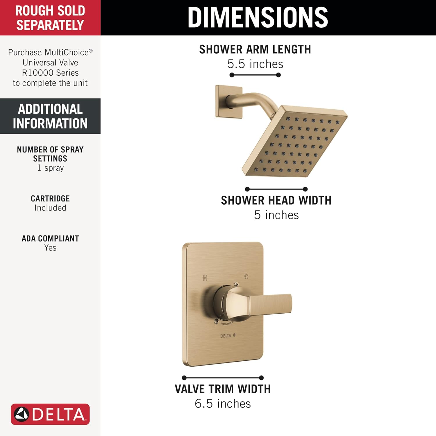 Delta Faucet Velum 14 Series Gold Shower Trim Kit 1