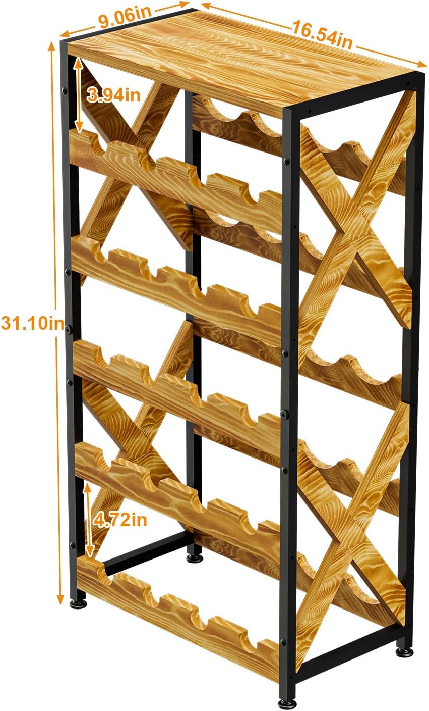 LUMAMU 20 Bottle Freestanding Wood Wine Rack