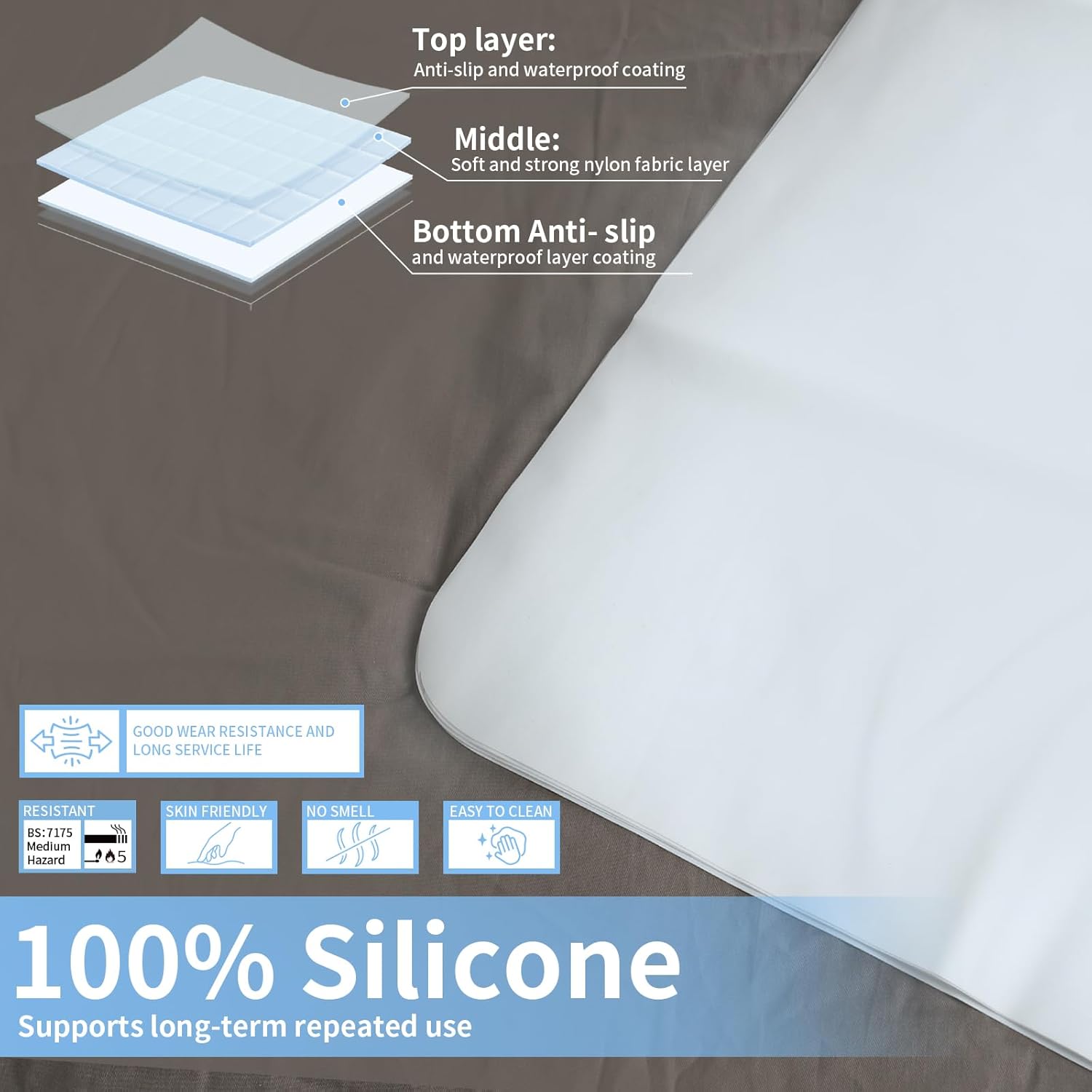 Ehucon Silicone Slide Stopper Pad for Bed Sheets 295 x 787