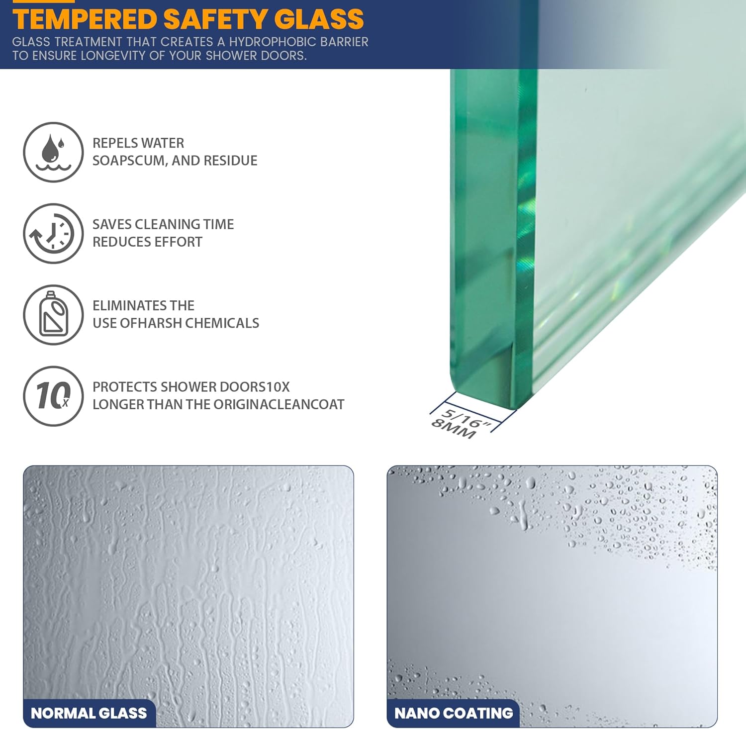 Glass Shower Door Screen 34x78 Silver 516 Clear Tempered