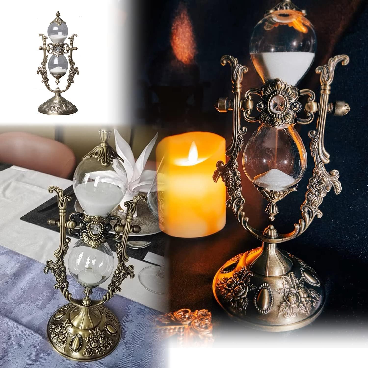 NIUASH 15-Minute Metal Vintage Hourglass Timer