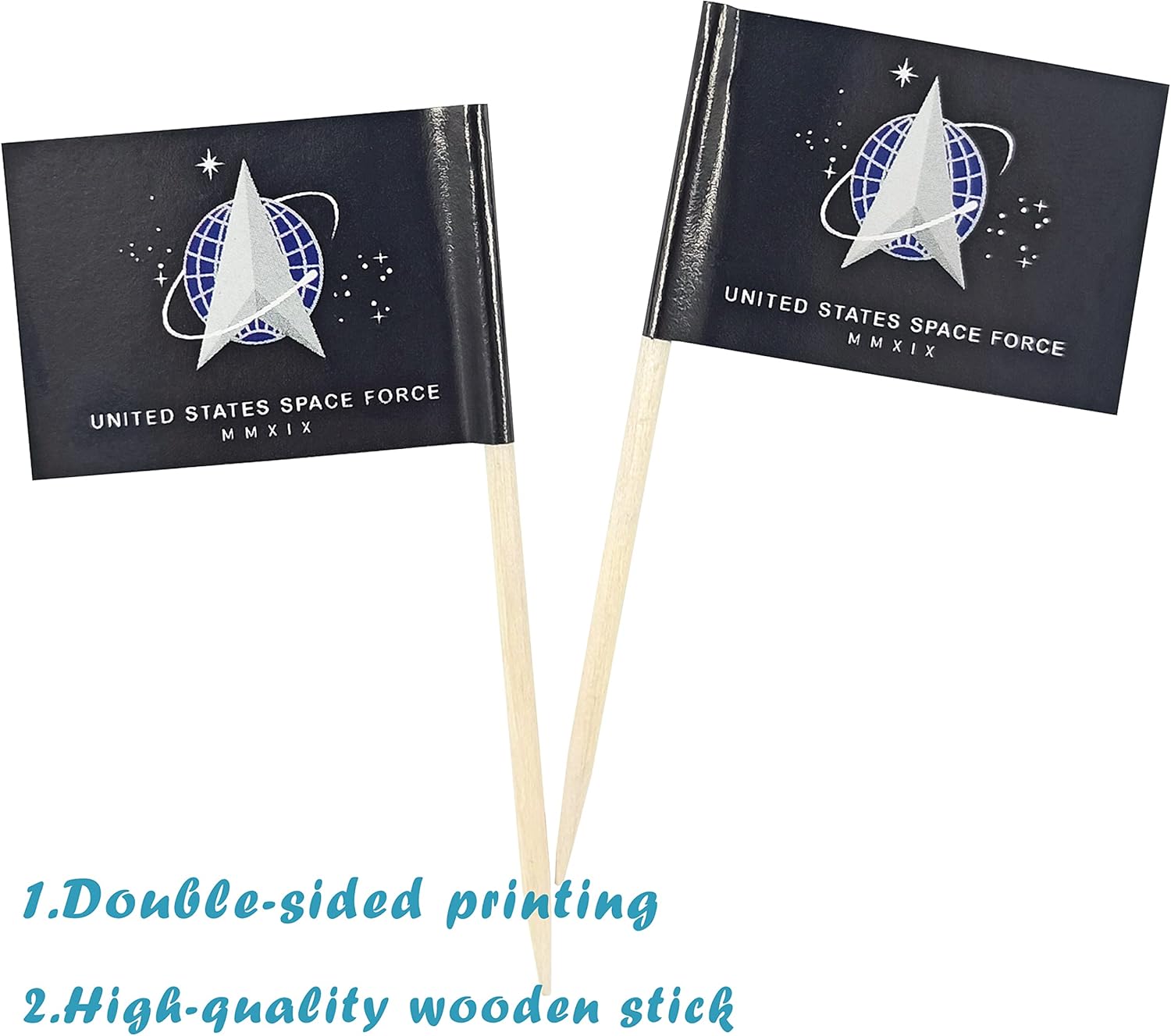 JBCD Space Force Toothpick Cupcake Toppers 200pcs