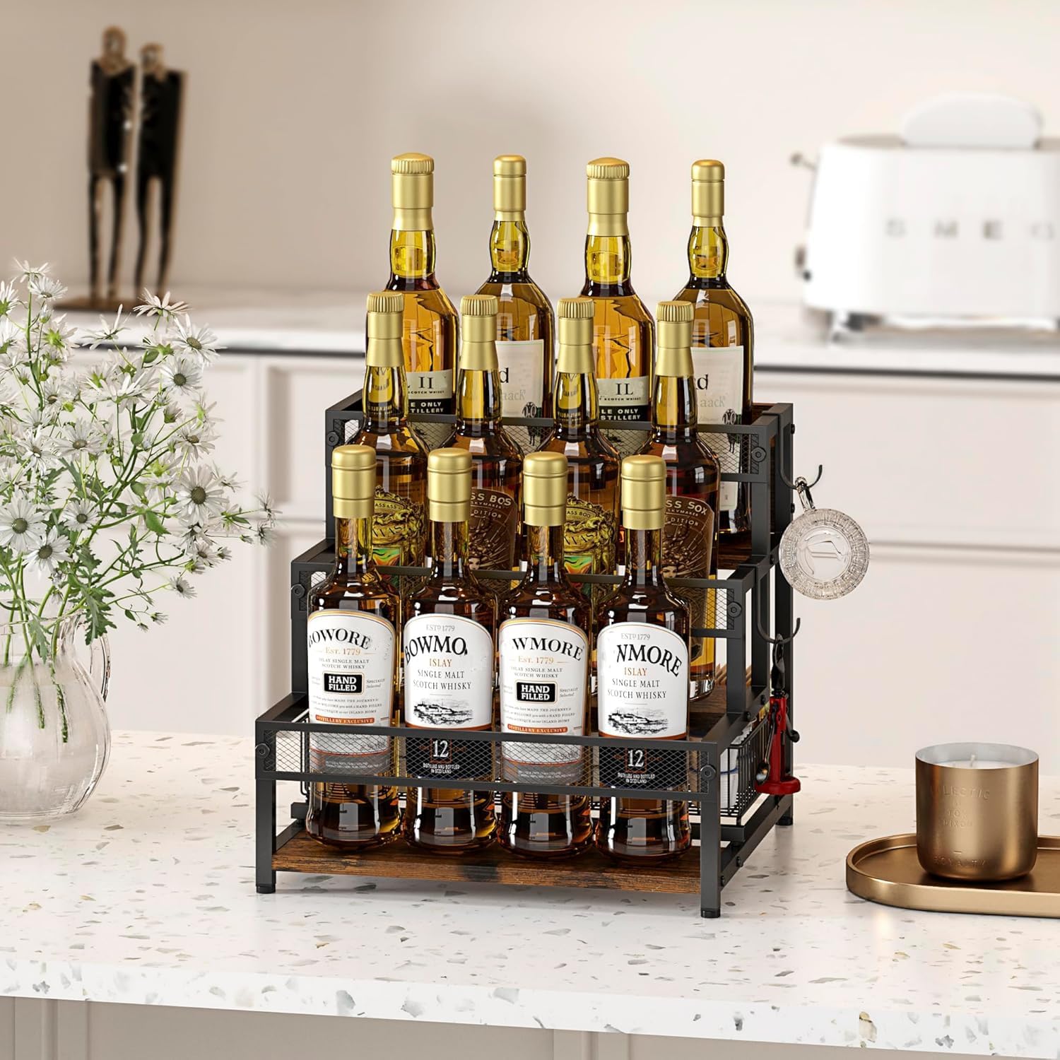 3 Tier Coffee Syrup Rack Organizer with 12 Bottle Holder