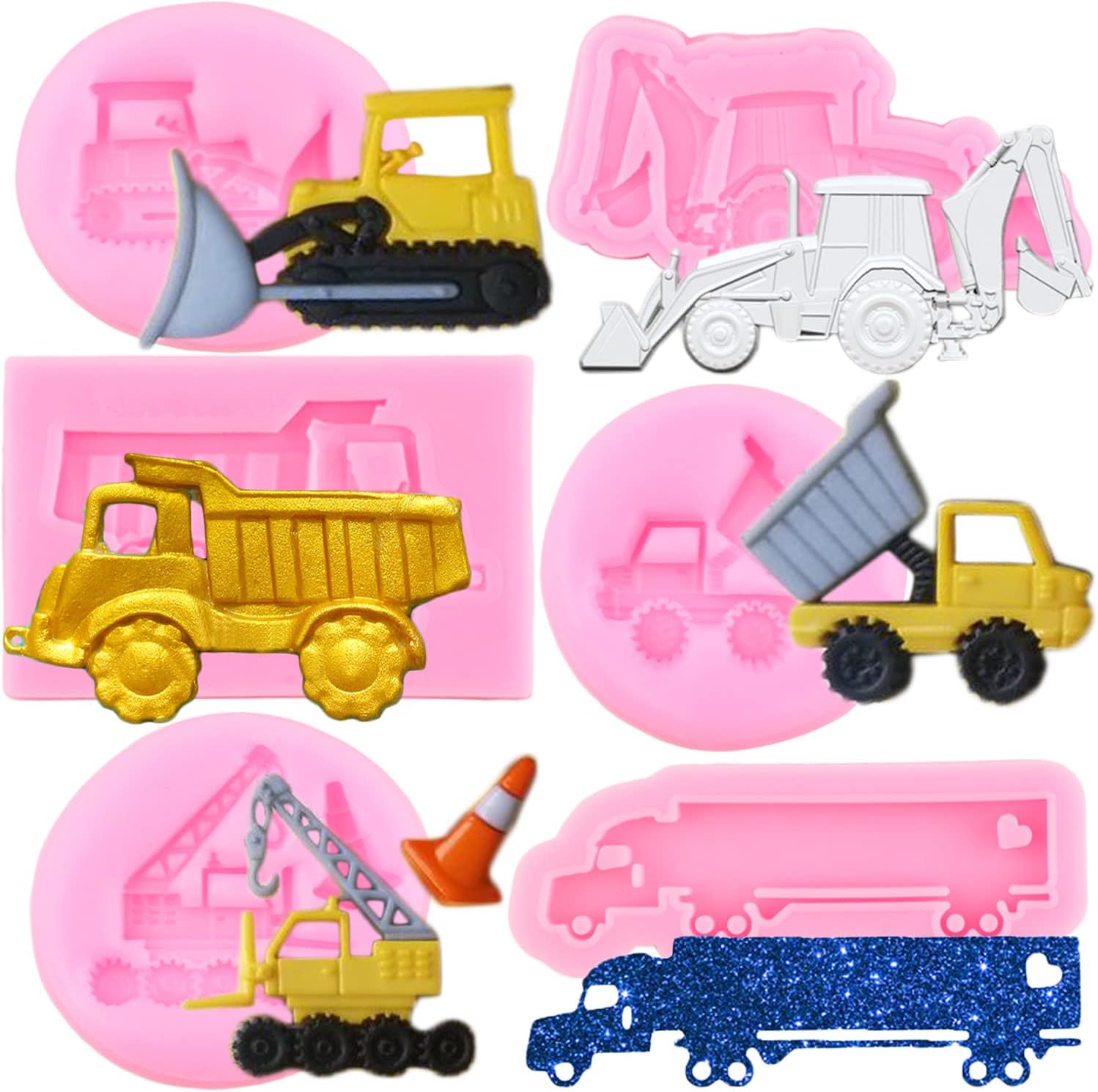MIYAHOUSE Construction Vehicle Fondant Molds Set Of 6