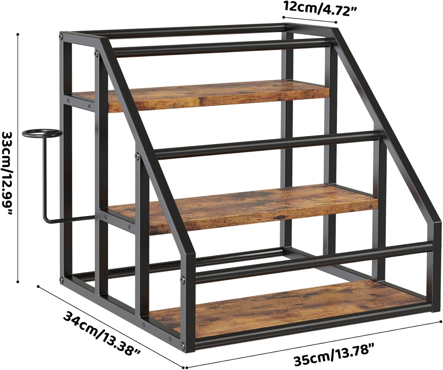 Vantimo Coffee Syrup Rack Organizer 3 Tier Rustic Brown 1