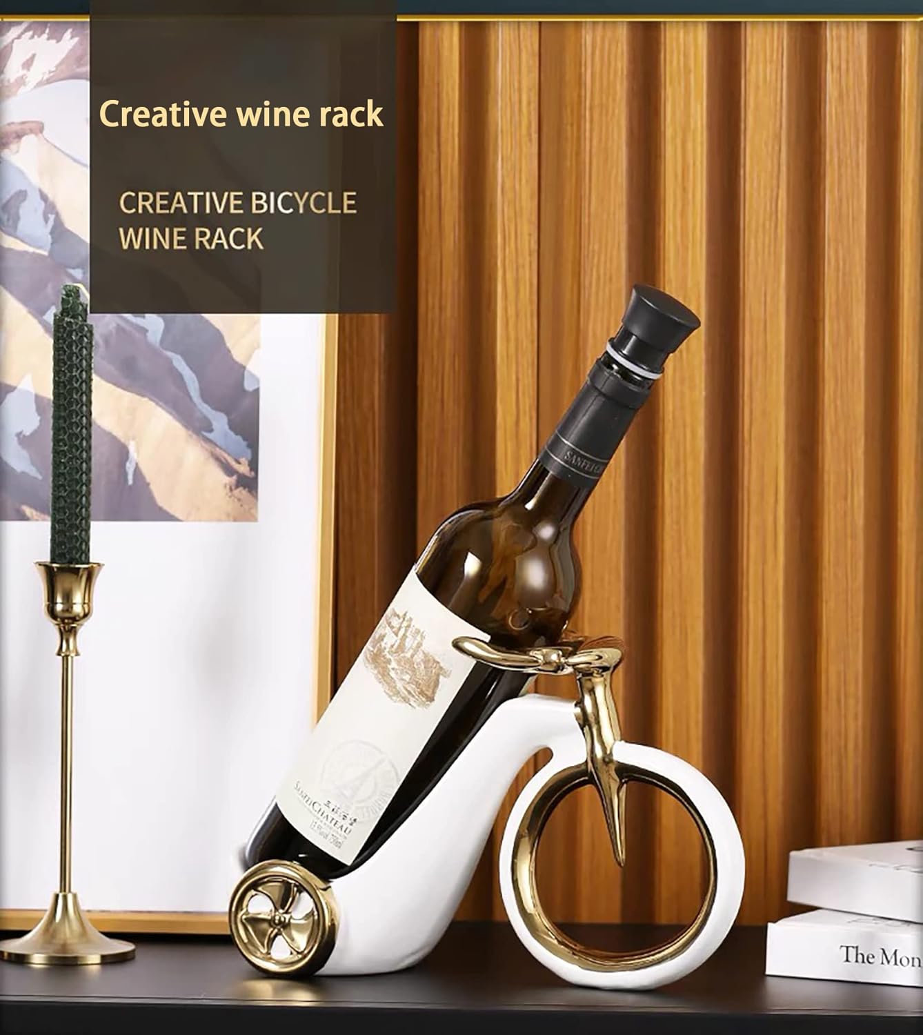 LIULIMI Ceramic Bike White Statue Wine Rack