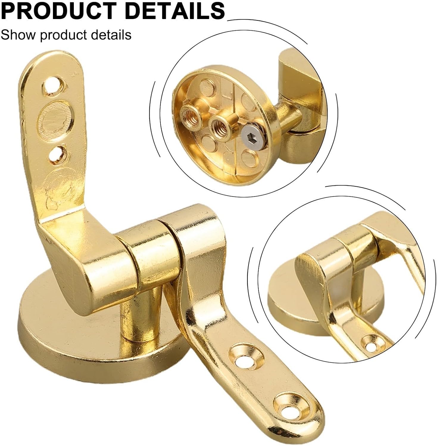 2Pcs Heavy Duty Gold Toilet Hinges Set