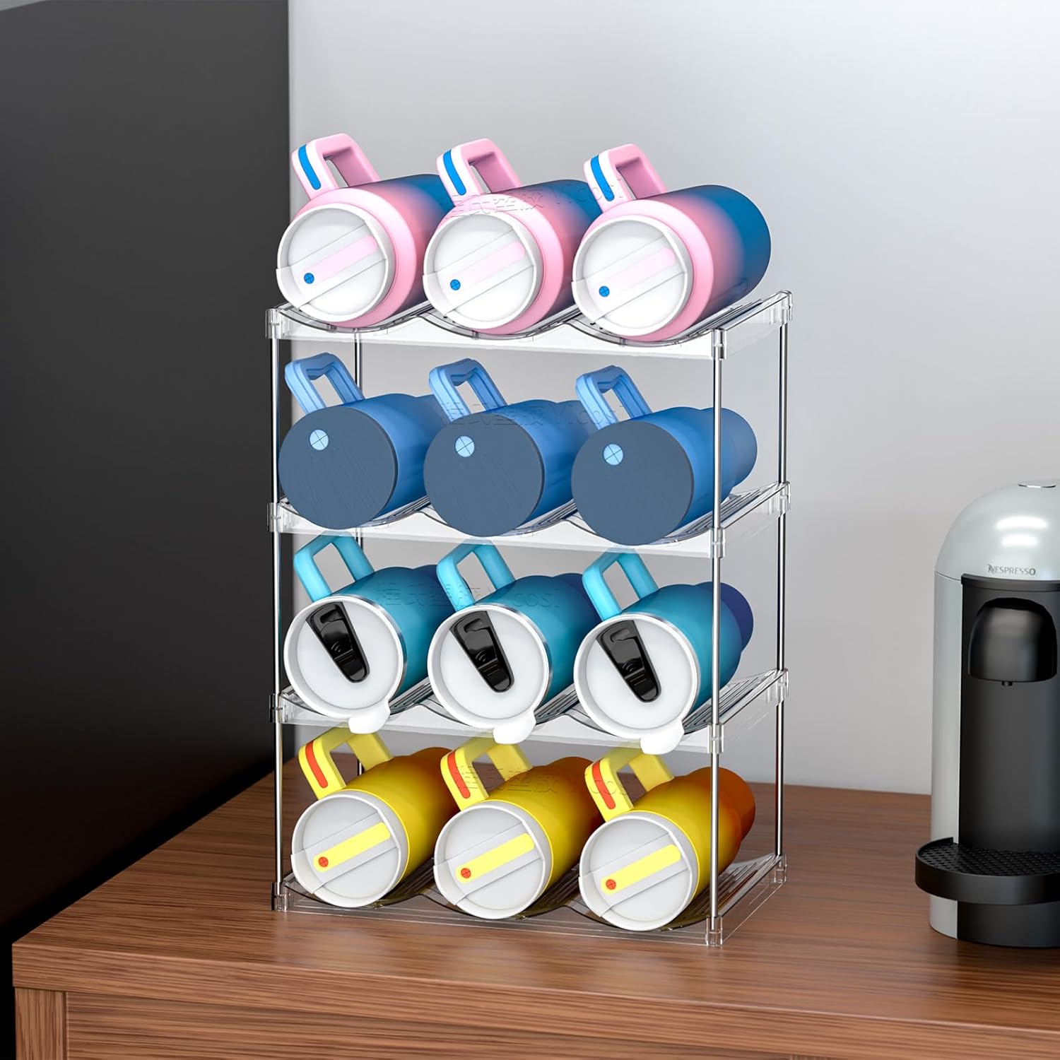 Yieach 4 Tier Stackable Water Bottle Organizer