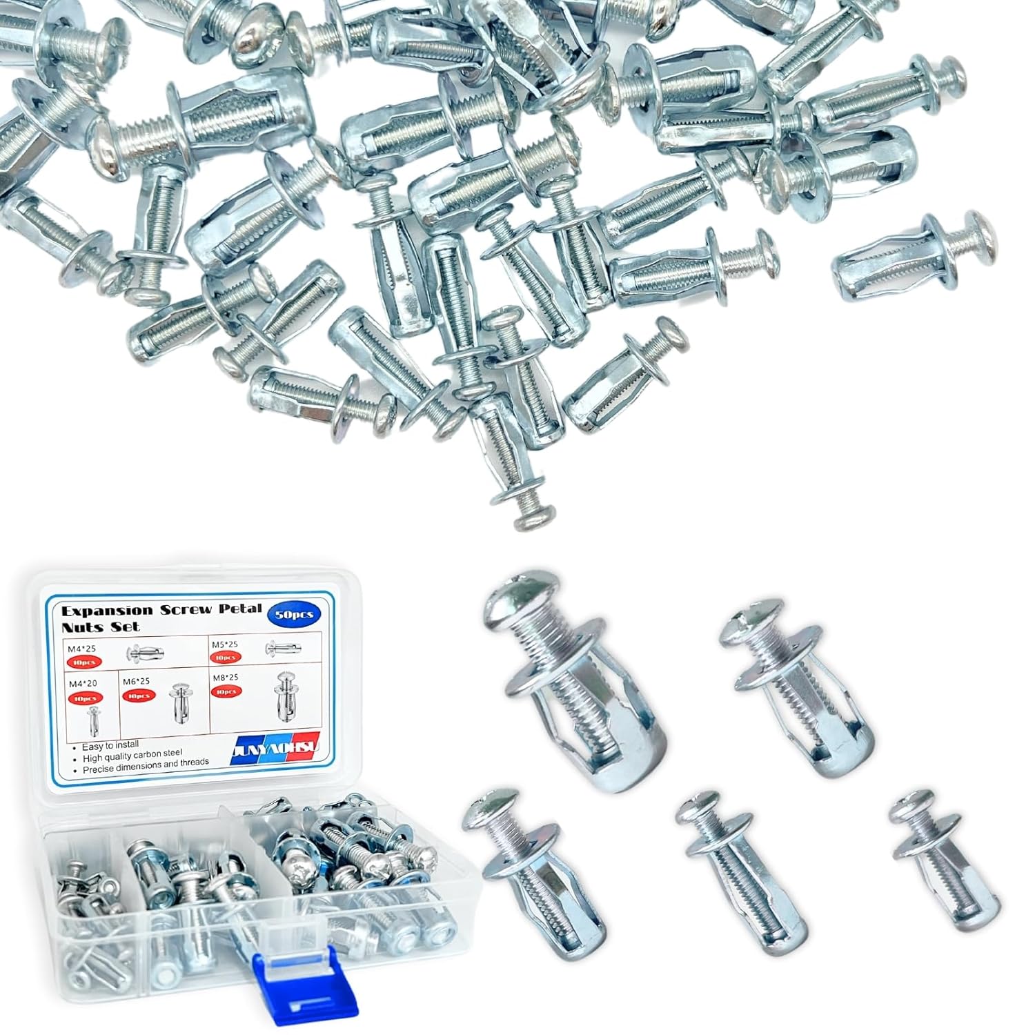 50pcs Carbon Steel Petal Nuts with Screws M4 M5 M6 M8
