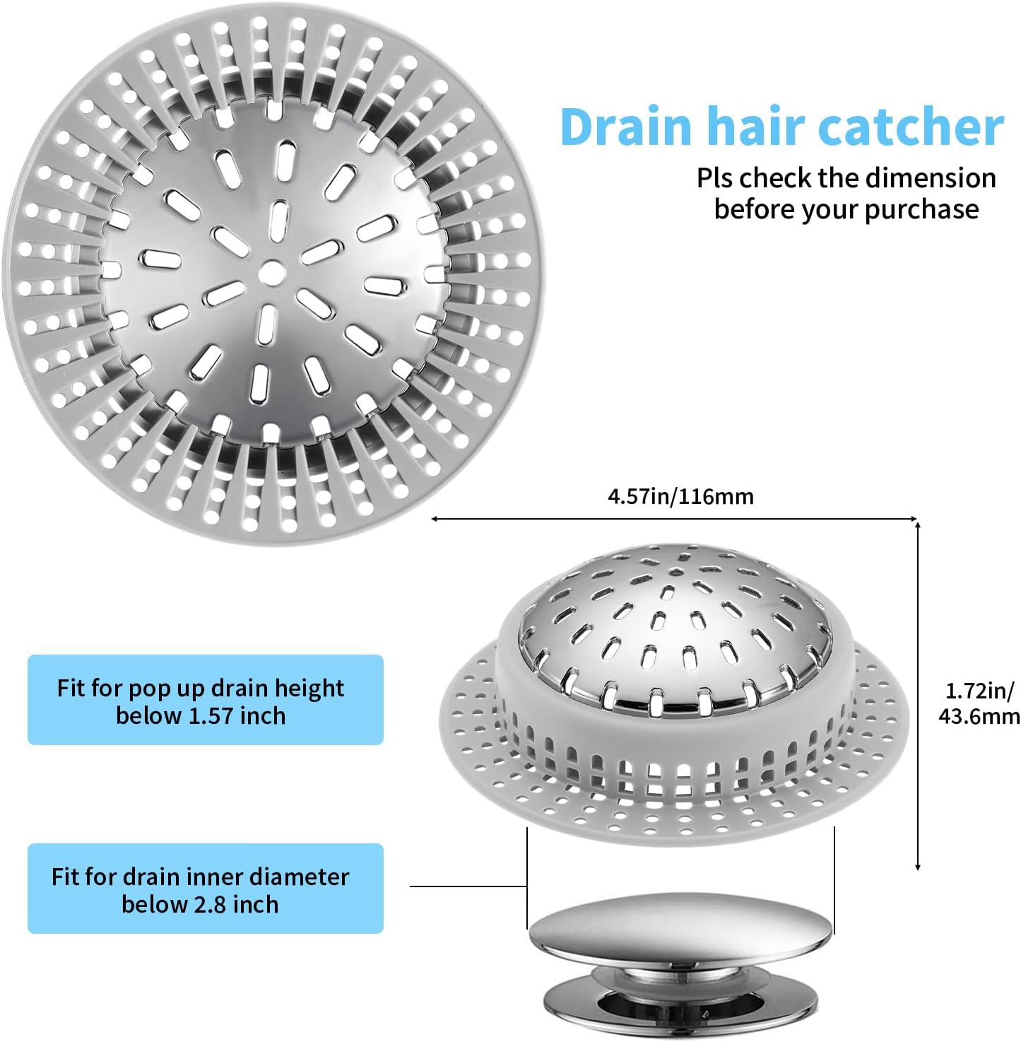 Aluvor Drain Hair Catcher - Large Anti-Rust Non-Slip
