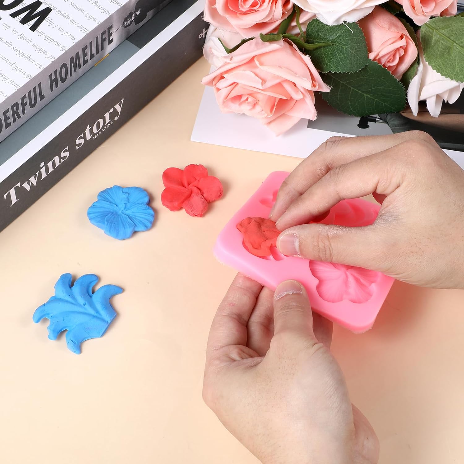 2 Pieces Tropical Flowers Leaves Silicone Mold for DIY