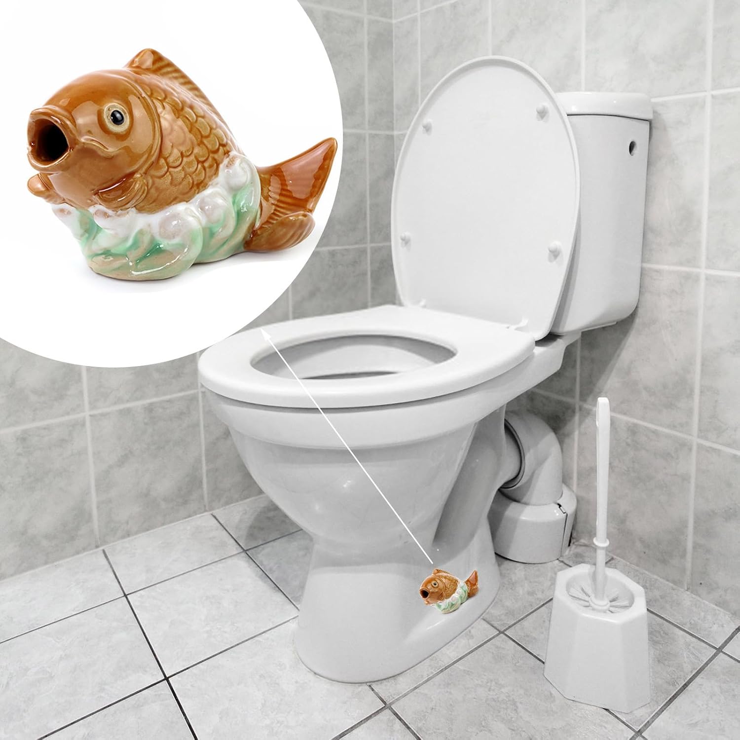 Toilet Bolt Caps with Resin Miniature Carp Fish Figurines