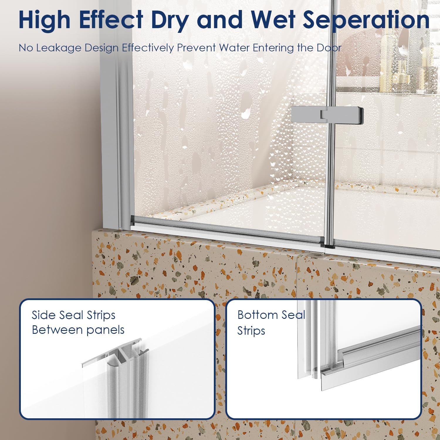 Hpeytaire Bathtub Shower Door with Frameless Hinged Design and Polished Chrome Finish