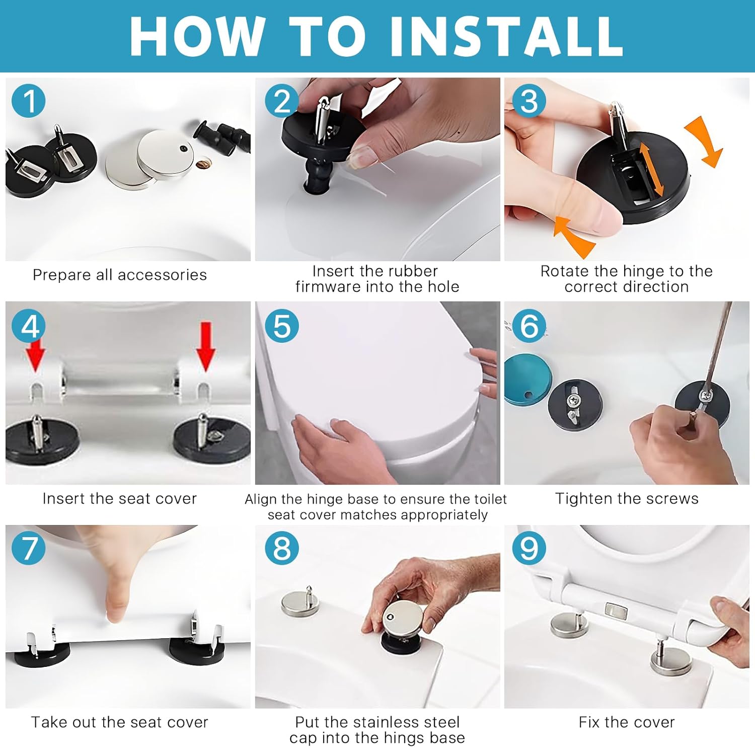 Supkiir 4Pcs Toilet Seat Replacement Kit