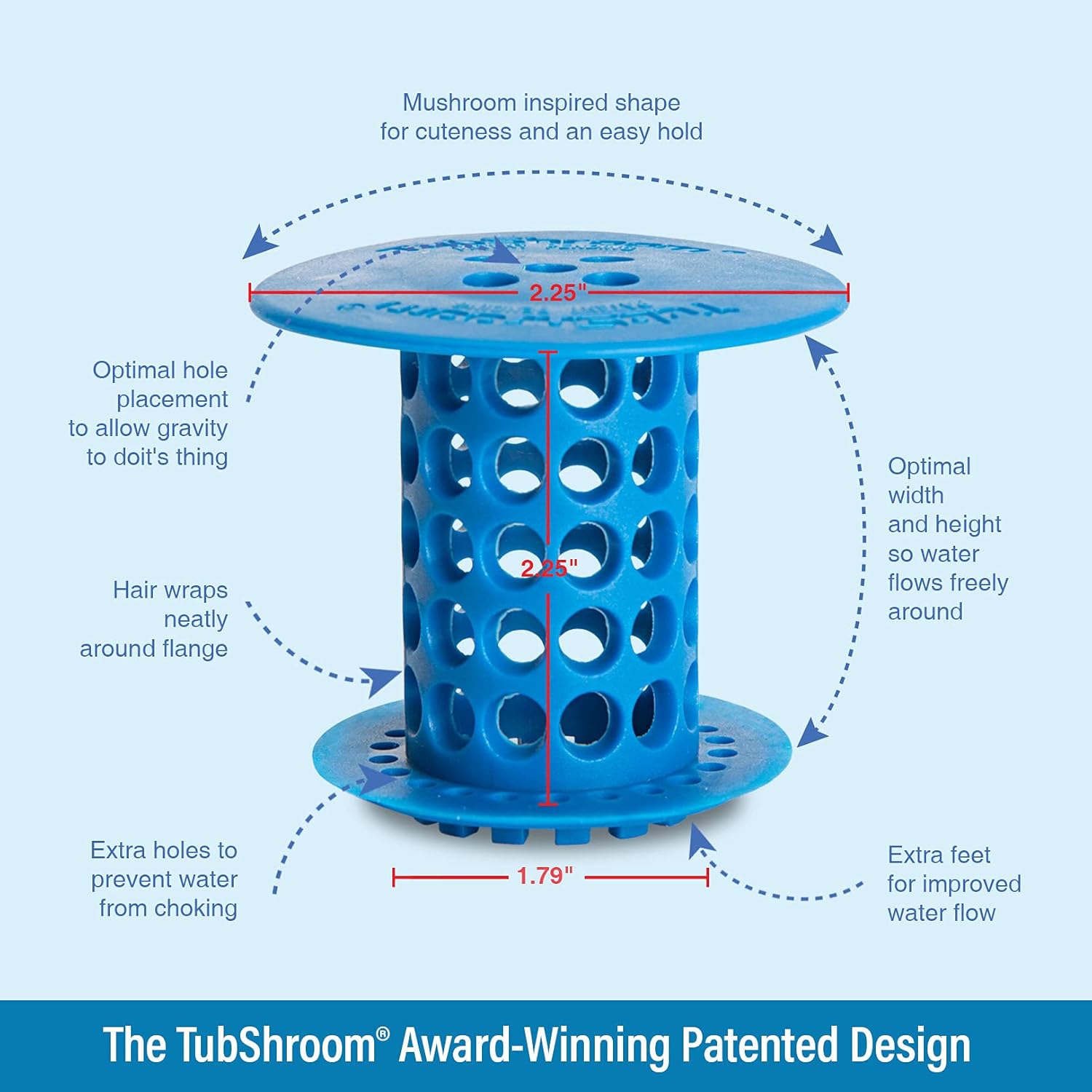 TubShroom Drain Protector Hair Catcher Blue