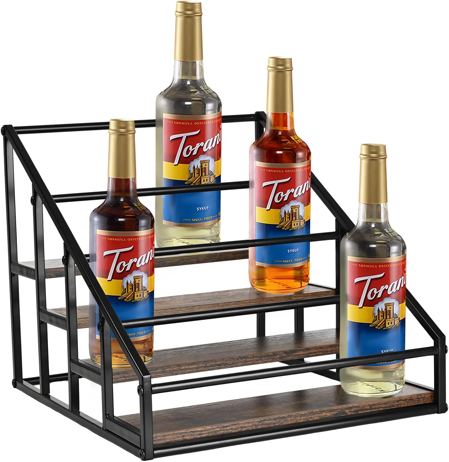 Coffee Syrup Organizer Rack with 4 Tiers for Kitchen and Bar