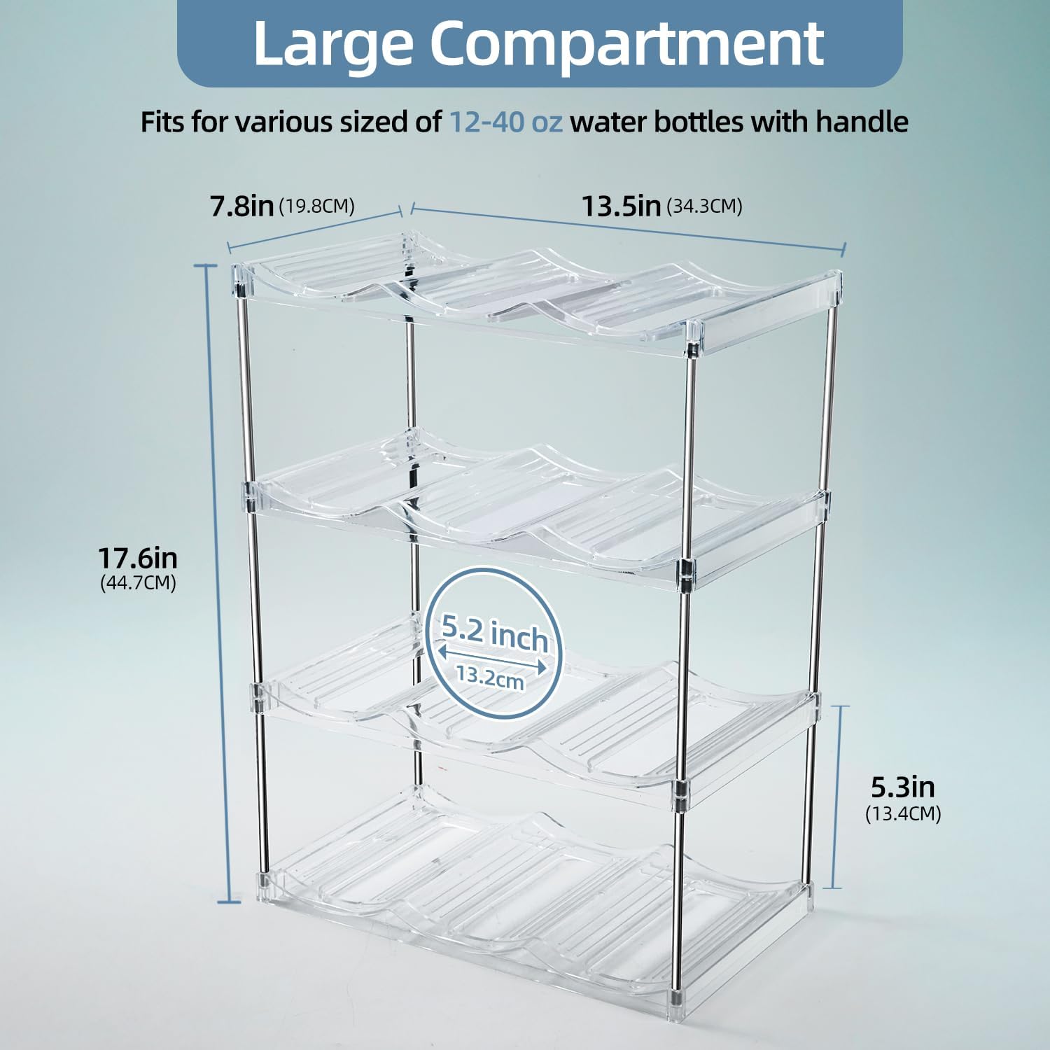 4-Tier Stackable Water Bottle Organizer for Large Cups