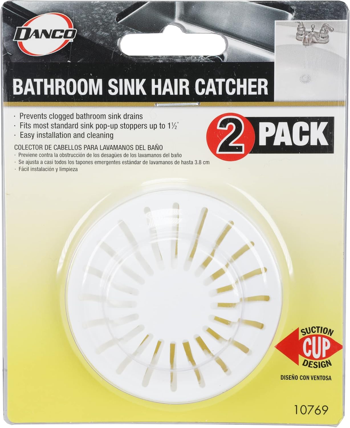 Danco Universal Sink Hair Catcher Strainer 2 Pack - White