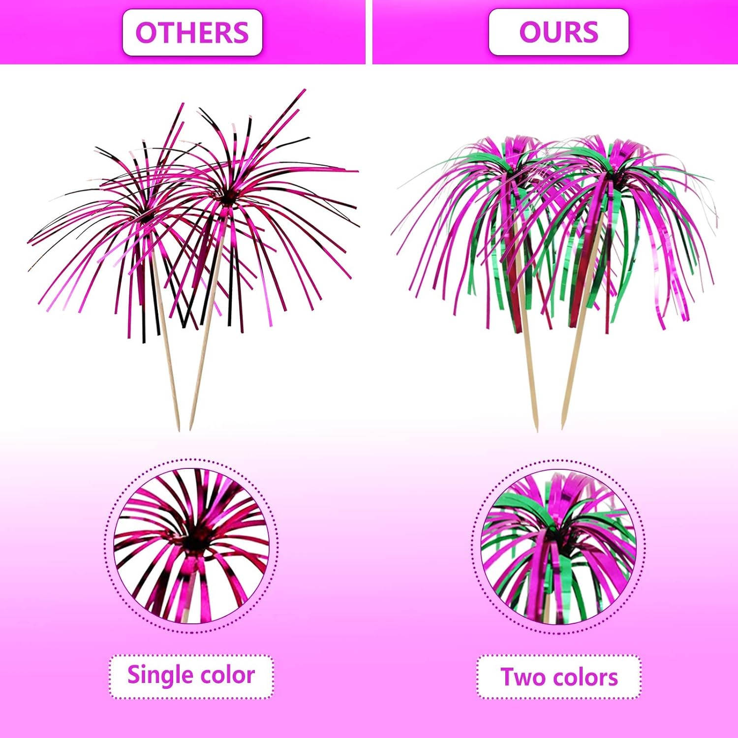 BLUE TOP Frill Firework Cocktail Picks 200 PCS 9 Inch