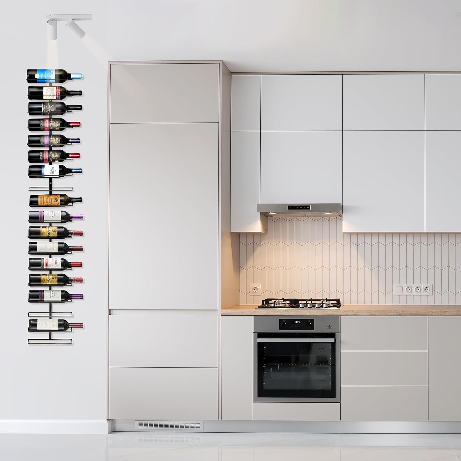 Sorbus Wall-Mounted Wine Rack 9 Bottles - Black Metal