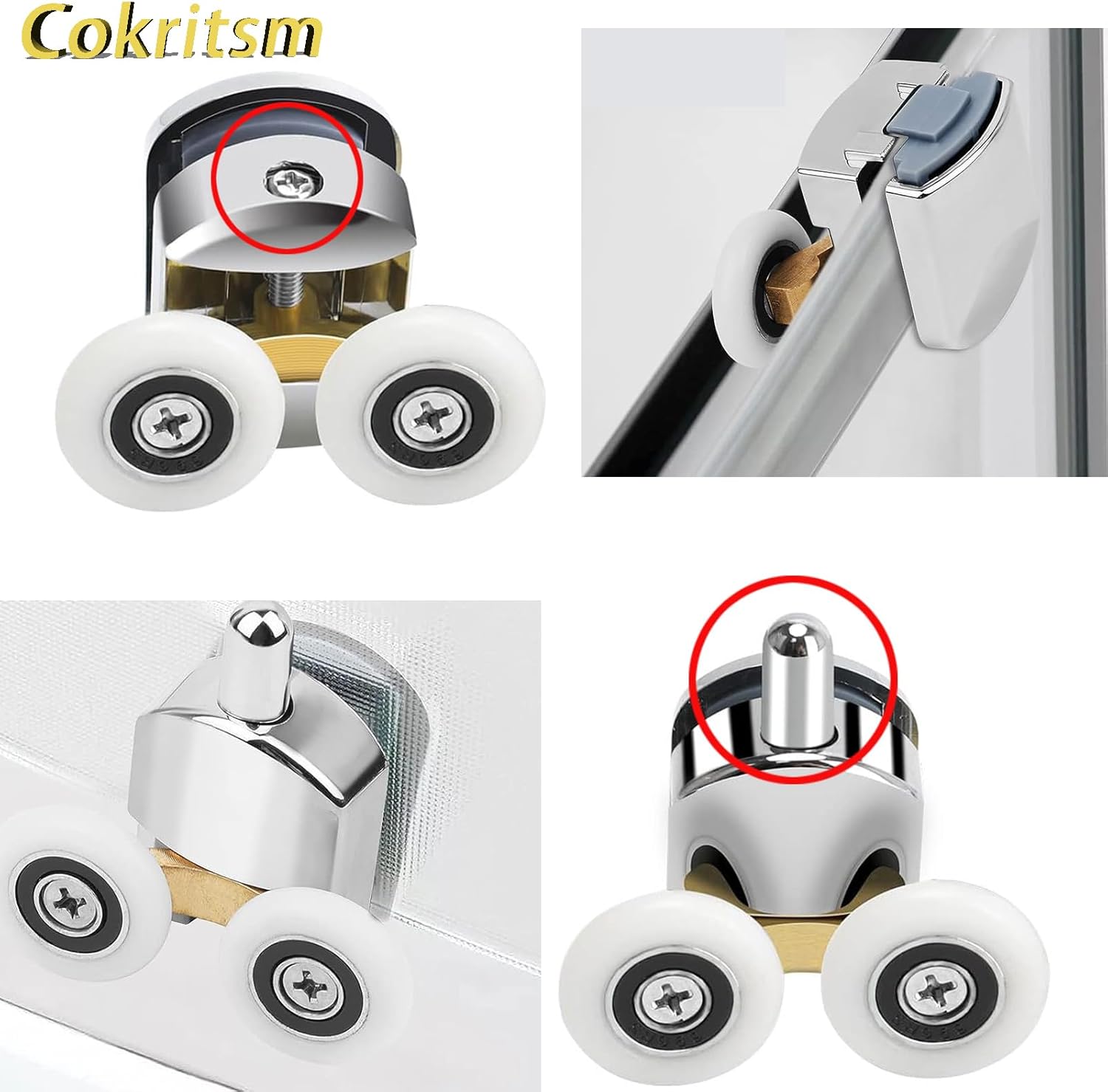 Cokritsm 25mm Shower Door Rollers 4-Pack