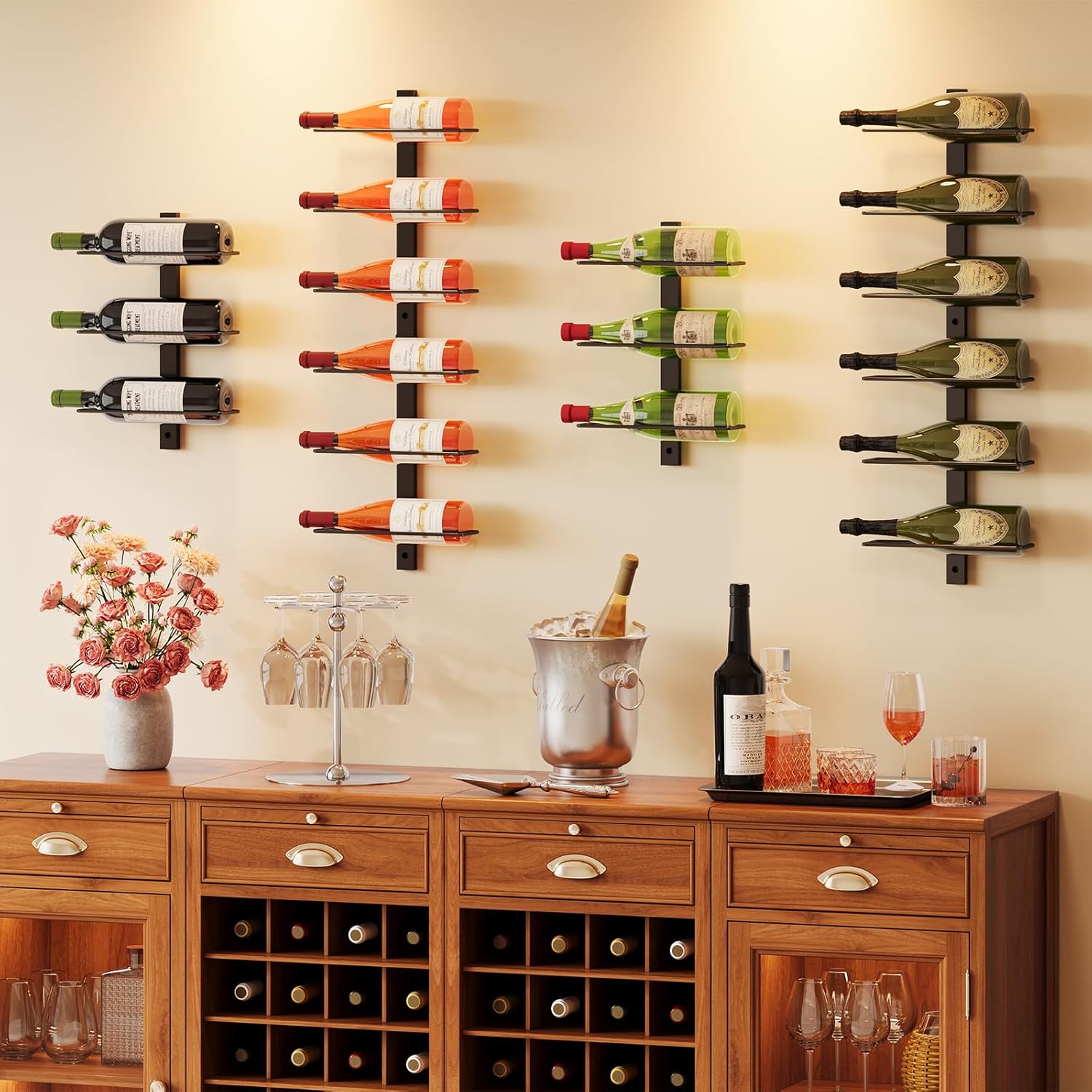 X-cosrack 12-Bottle Wall Wine Rack with Detachable Design