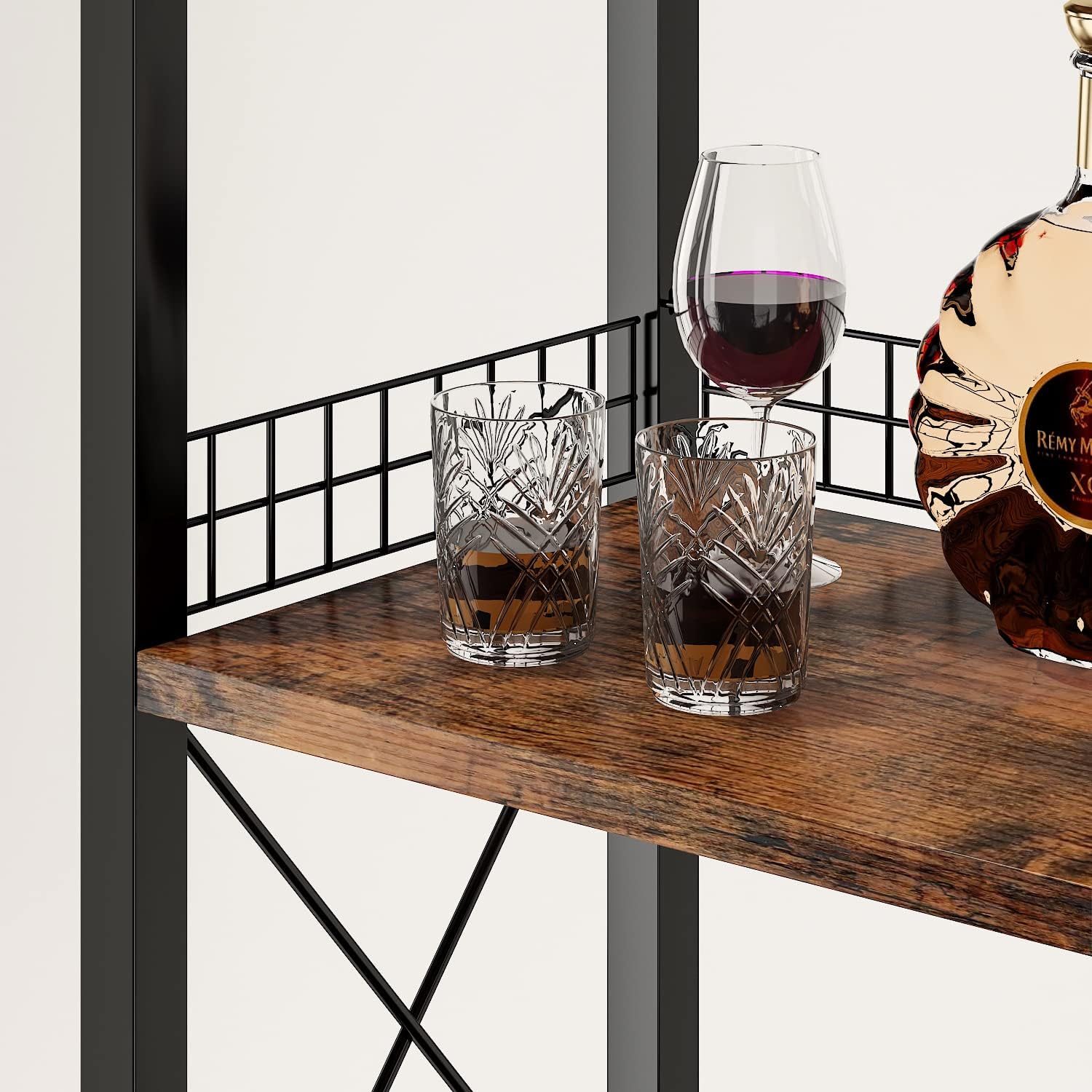 Homeiju Freestanding 4-Tier Wine Rack with Drawer and Tabletop