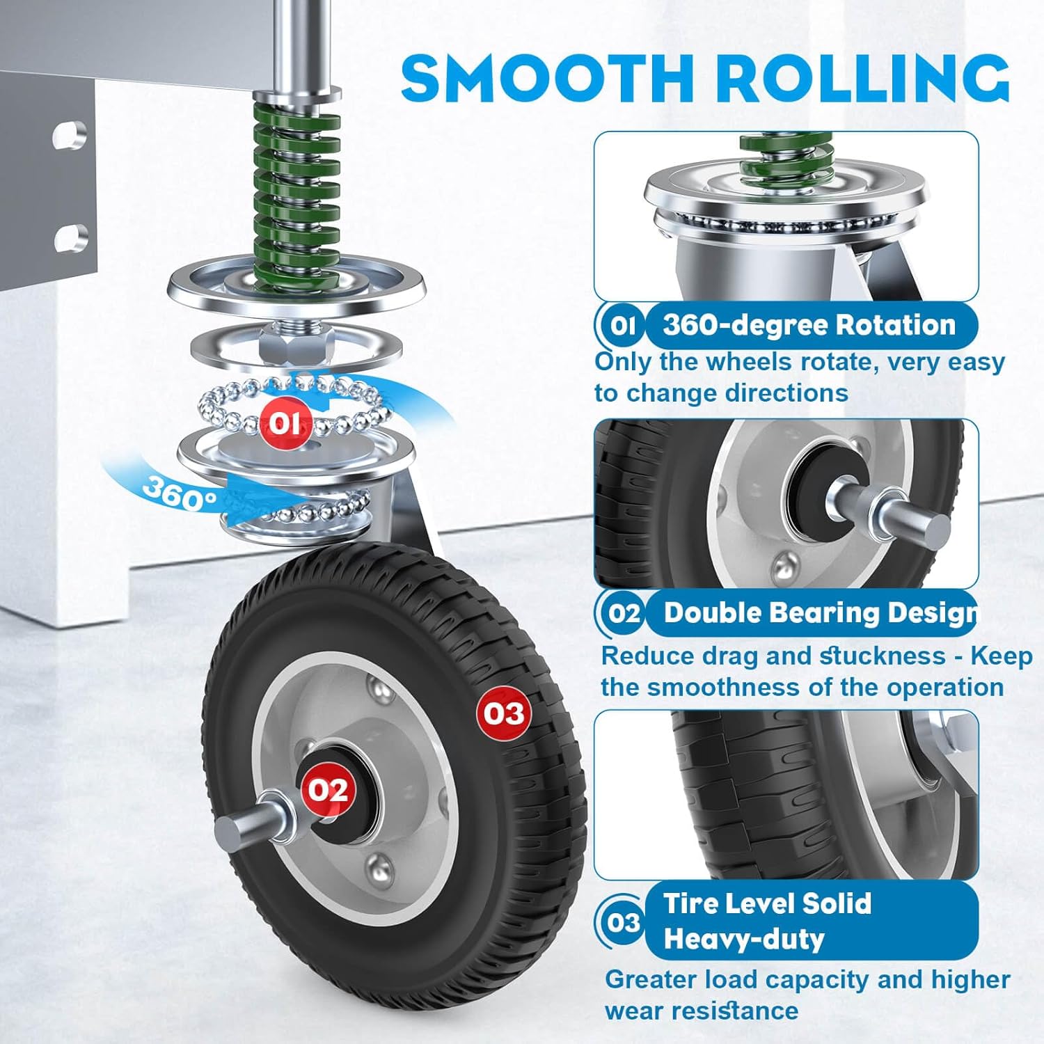 8 Inch Heavy Duty Fence Gate Wheels with Spring
