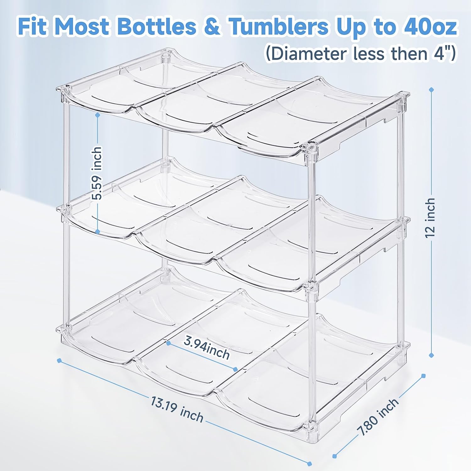 Stackable Water Bottle Organizer for Stanley 40 oz Tumbler 3 Pack